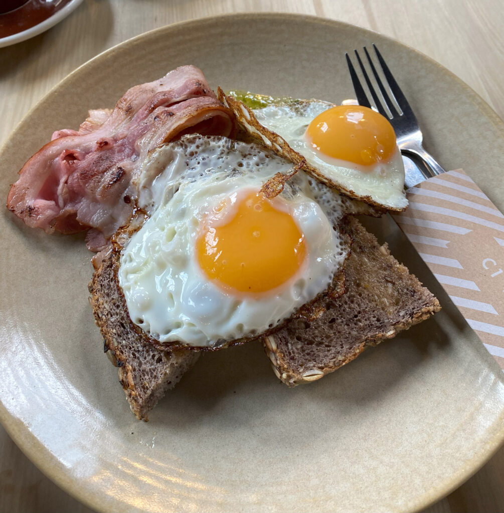 C1 Espresso Breakfast Bacon & Eggs on toasted multigrain